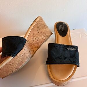 Coach Black Wedge Sandals for Women vintage size 7